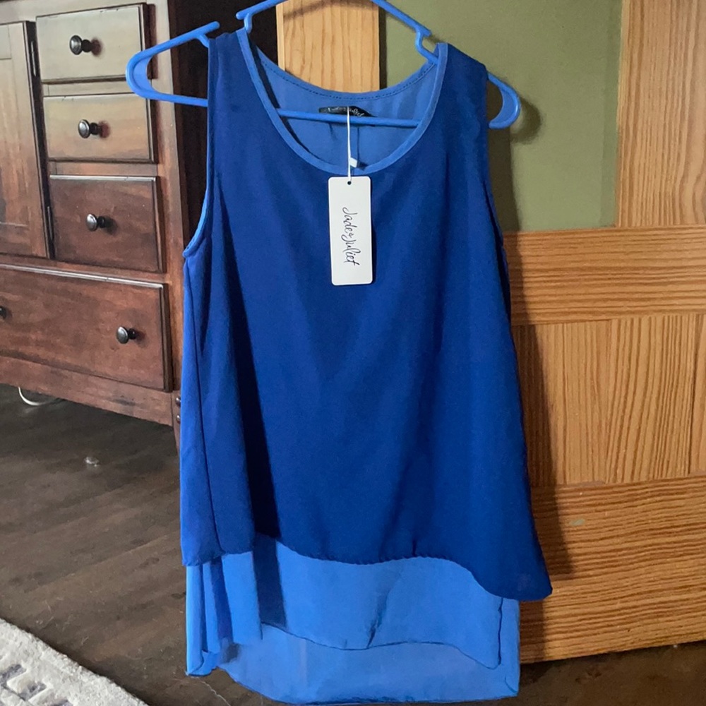 NWT Jade & Juliet Two Piece Attached Blue Top SM